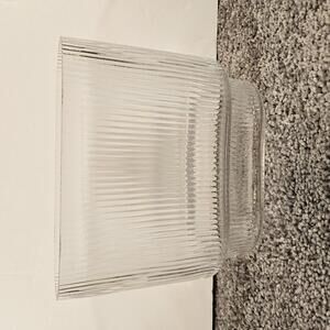 Gudille rectangular ribbed glass vase. Clear. NIB